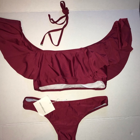 NWT Zaful Ruffles Off Shoulder Bathing Suit - Picture 5 of 5